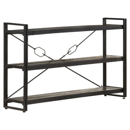 3-Tier Bookcase Black 140x30x80 cm Solid Mango Wood - OLBRIT