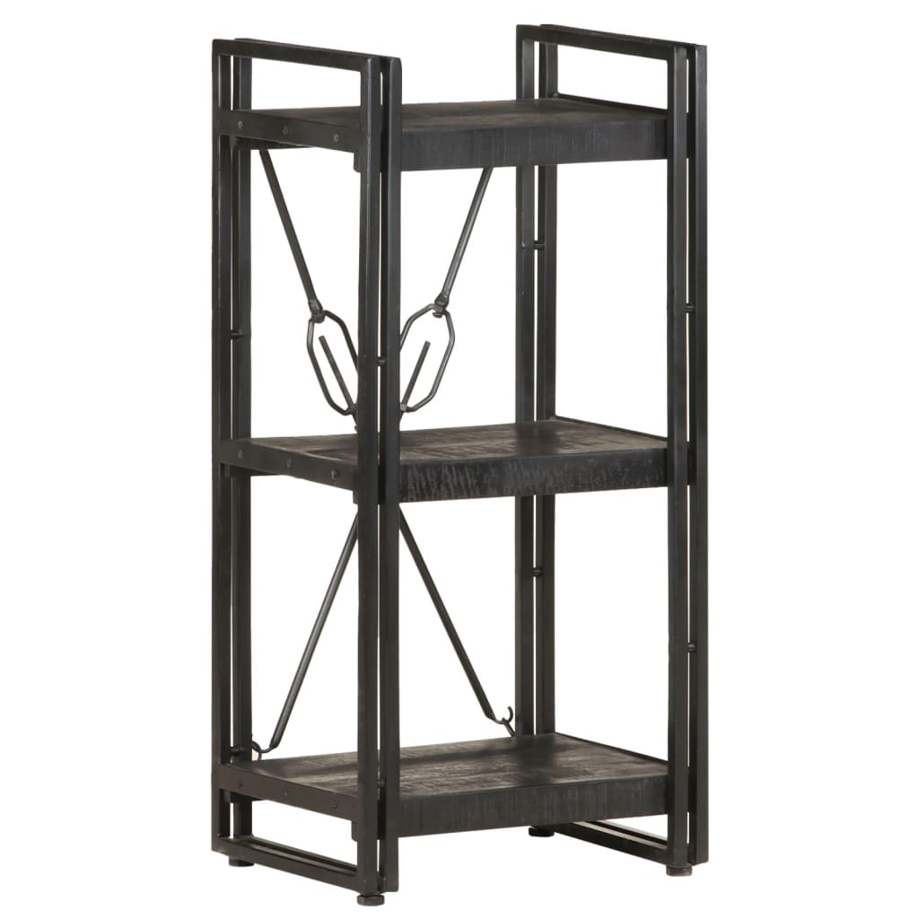 3-Tier Bookcase Black 40x30x80 cm Solid Mango Wood - OLBRIT