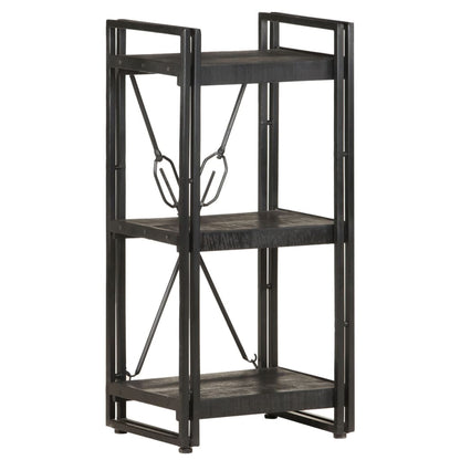 3-Tier Bookcase Black 40x30x80 cm Solid Mango Wood - OLBRIT