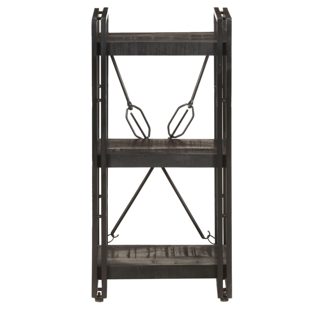 3-Tier Bookcase Black 40x30x80 cm Solid Mango Wood - OLBRIT