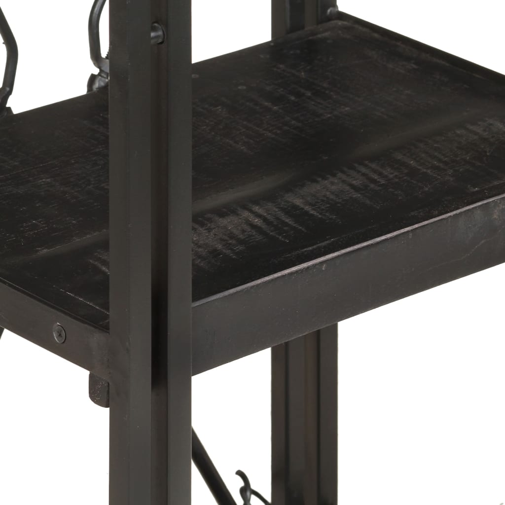 3-Tier Bookcase Black 40x30x80 cm Solid Mango Wood - OLBRIT