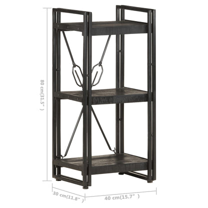 3-Tier Bookcase Black 40x30x80 cm Solid Mango Wood - OLBRIT
