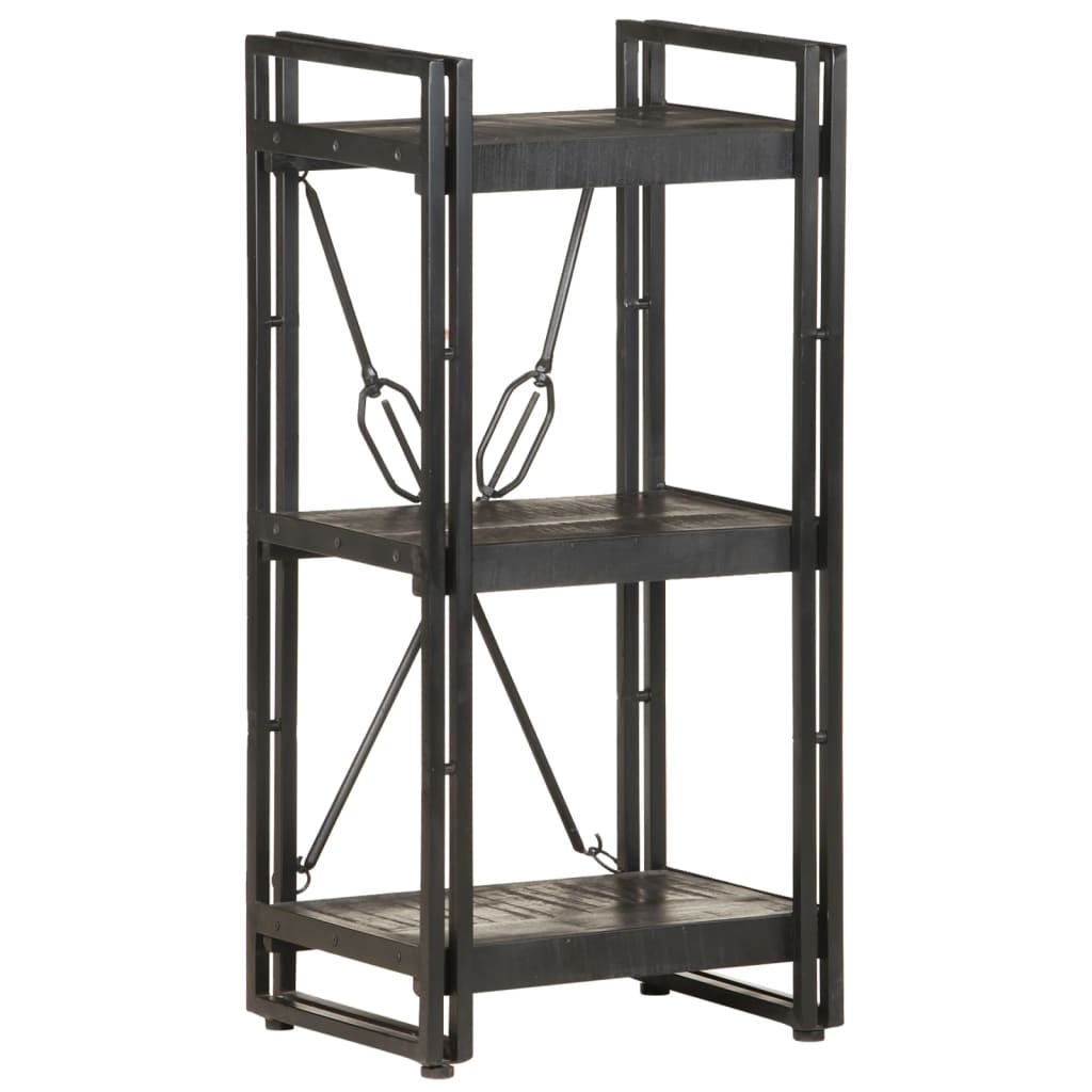 3-Tier Bookcase Black 40x30x80 cm Solid Mango Wood - OLBRIT