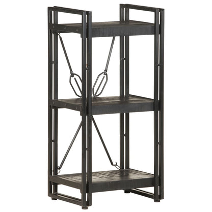 3-Tier Bookcase Black 40x30x80 cm Solid Mango Wood - OLBRIT