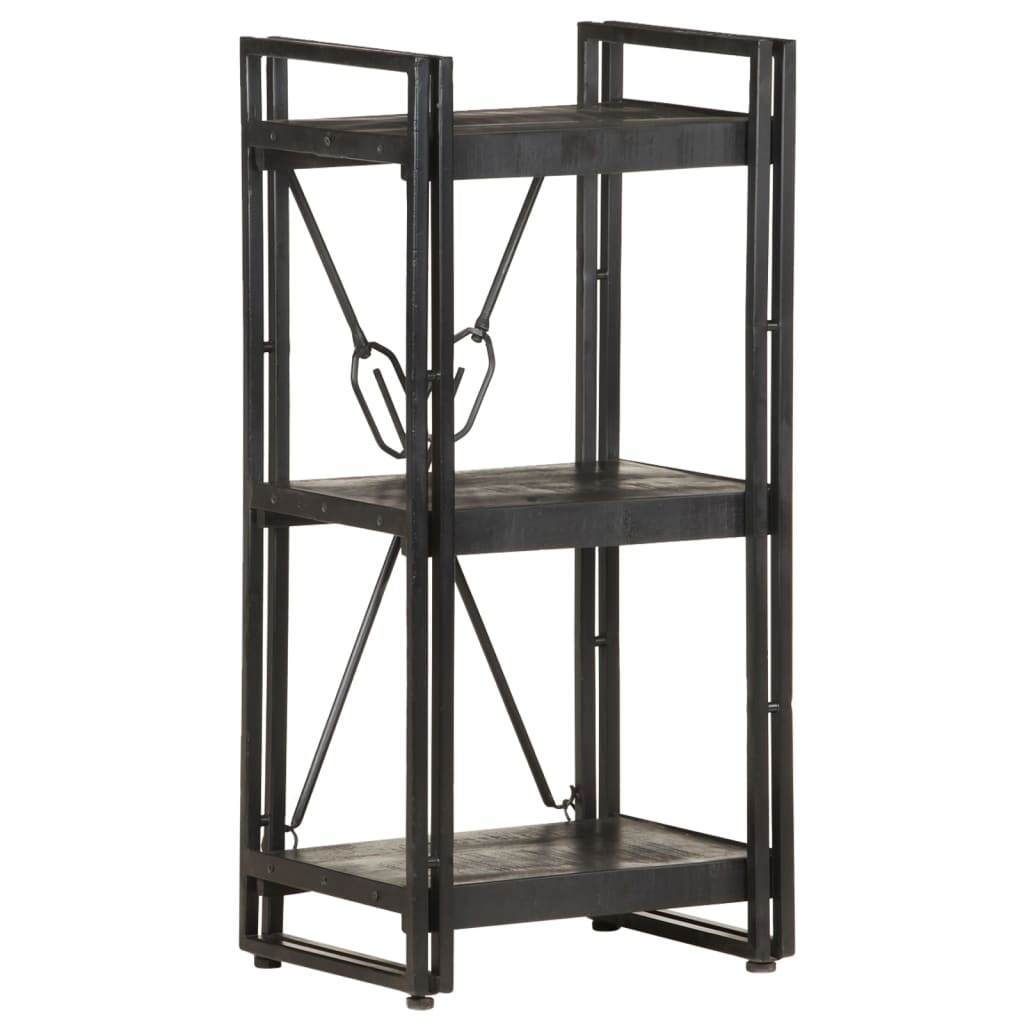 3-Tier Bookcase Black 40x30x80 cm Solid Mango Wood - OLBRIT