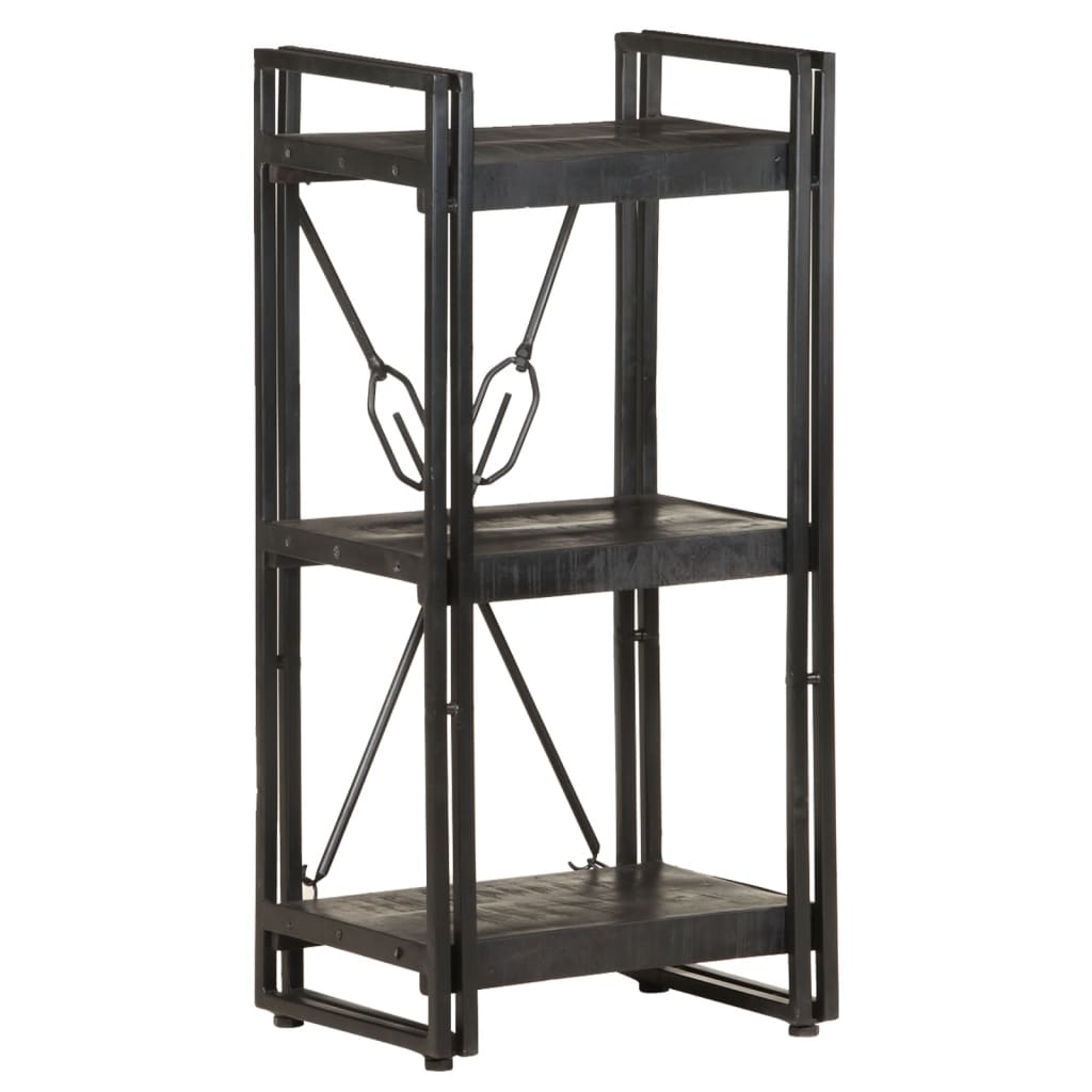 3-Tier Bookcase Black 40x30x80 cm Solid Mango Wood - OLBRIT