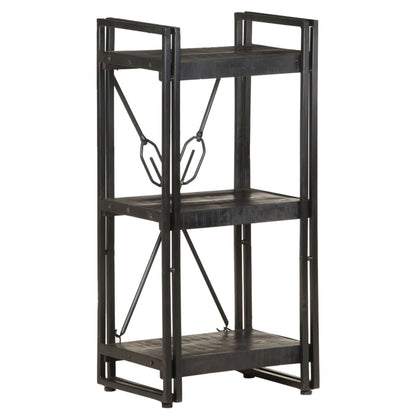 3-Tier Bookcase Black 40x30x80 cm Solid Mango Wood - OLBRIT