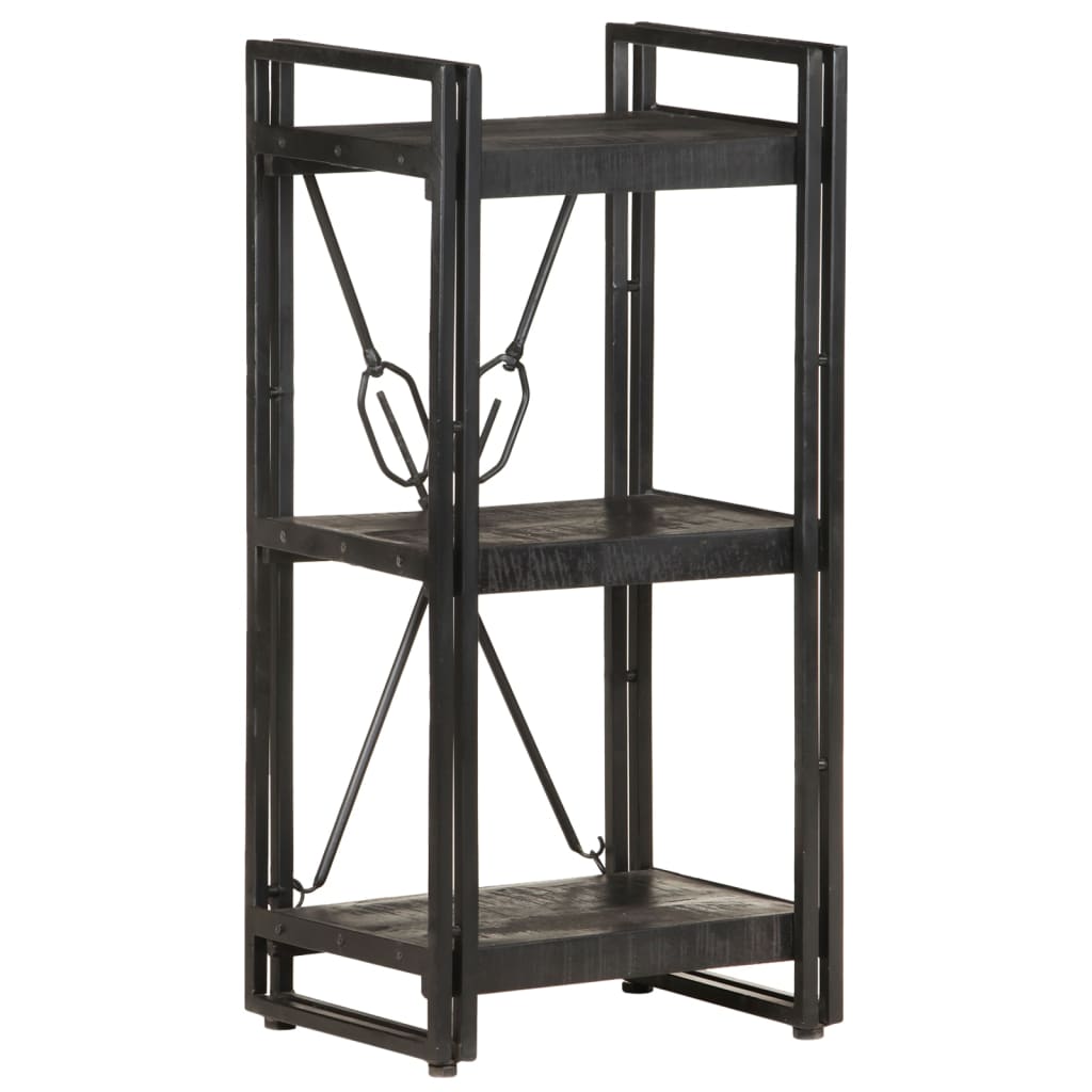3-Tier Bookcase Black 40x30x80 cm Solid Mango Wood - OLBRIT