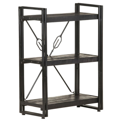 3-Tier Bookcase Black 60x30x80 cm Solid Mango Wood - OLBRIT