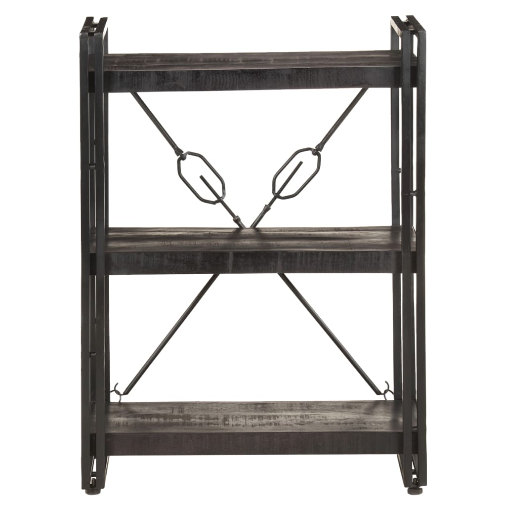 3-Tier Bookcase Black 60x30x80 cm Solid Mango Wood - OLBRIT