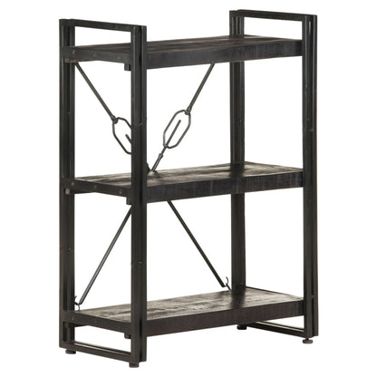 3-Tier Bookcase Black 60x30x80 cm Solid Mango Wood - OLBRIT