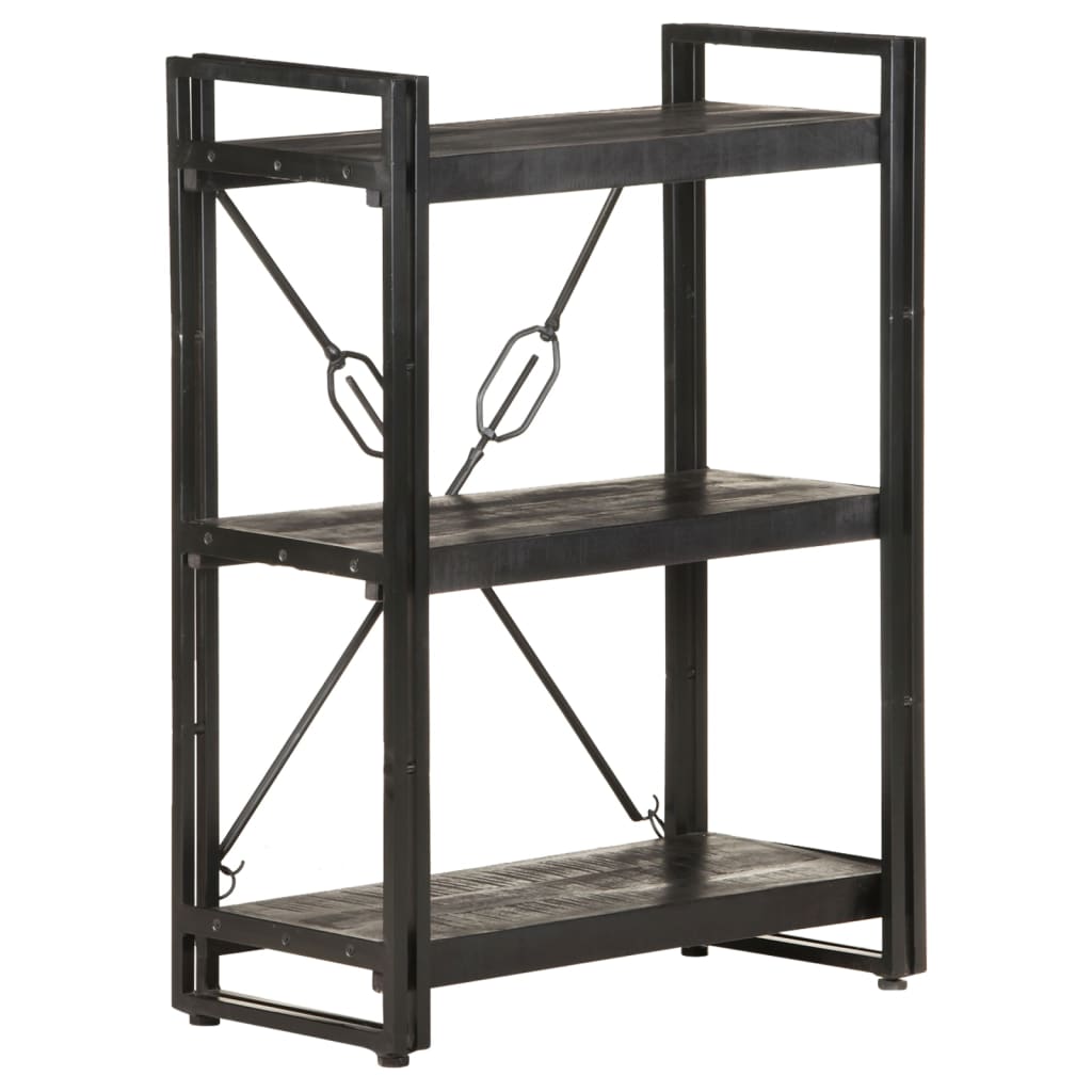 3-Tier Bookcase Black 60x30x80 cm Solid Mango Wood - OLBRIT