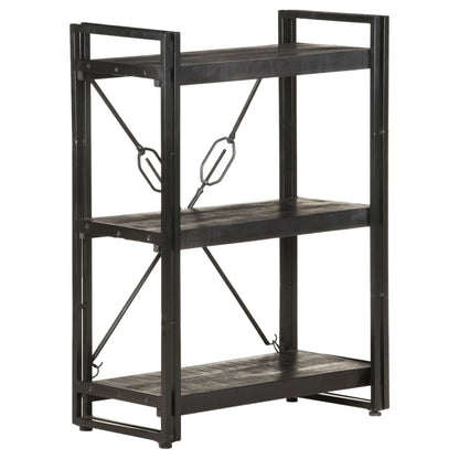 3-Tier Bookcase Black 60x30x80 cm Solid Mango Wood - OLBRIT