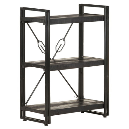 3-Tier Bookcase Black 60x30x80 cm Solid Mango Wood - OLBRIT
