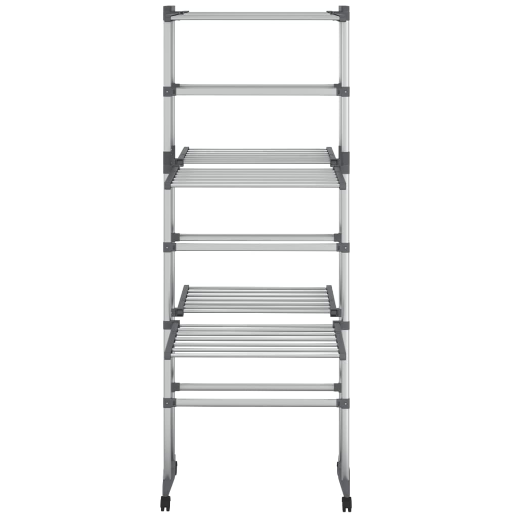 3-Tier Laundry Drying Rack with Wheels Silver 60x70x129 cm - OLBRIT
