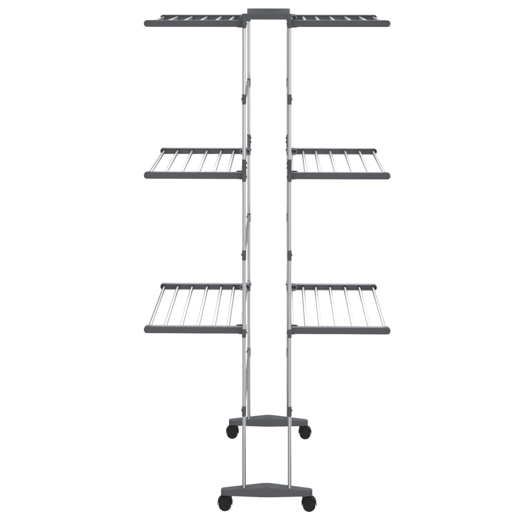 3-Tier Laundry Drying Rack with Wheels Silver 60x70x129 cm - OLBRIT
