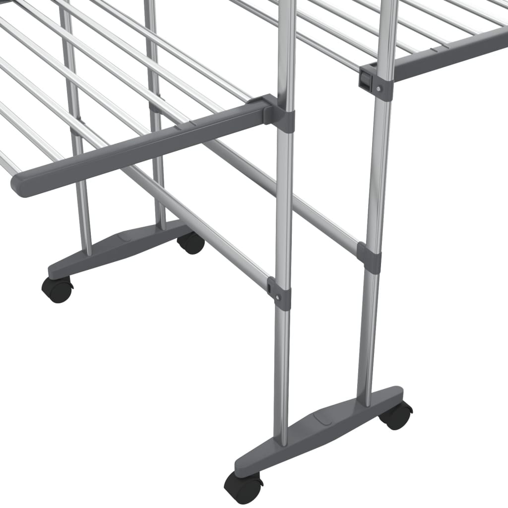 3-Tier Laundry Drying Rack with Wheels Silver 60x70x129 cm - OLBRIT