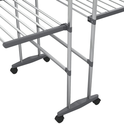 3-Tier Laundry Drying Rack with Wheels Silver 60x70x129 cm - OLBRIT