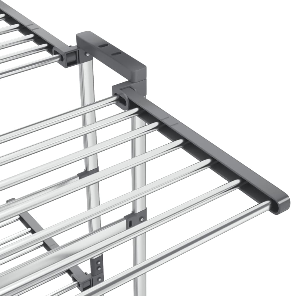 3-Tier Laundry Drying Rack with Wheels Silver 60x70x129 cm - OLBRIT