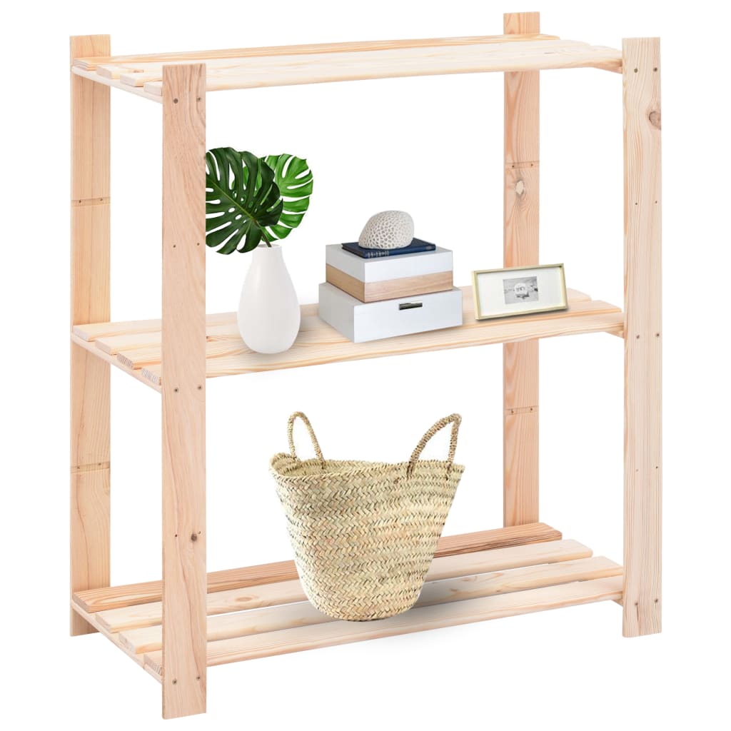 3-Tier Storage Racks 80x38x90 cm Solid Pinewood 150 kg - OLBRIT