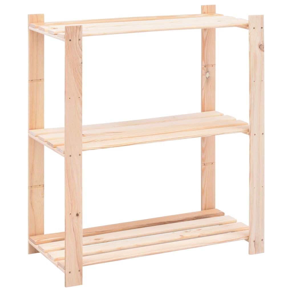 3-Tier Storage Racks 80x38x90 cm Solid Pinewood 150 kg - OLBRIT