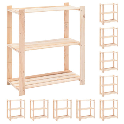 3-Tier Storage Racks 80x38x90 cm Solid Pinewood 150 kg - OLBRIT