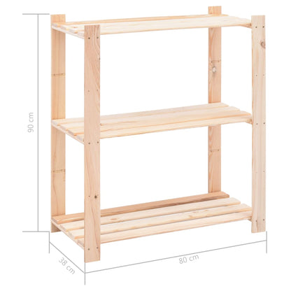 3-Tier Storage Racks 80x38x90 cm Solid Pinewood 150 kg - OLBRIT