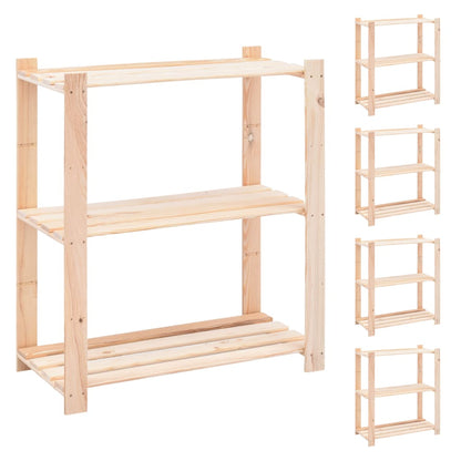 3-Tier Storage Racks 80x38x90 cm Solid Pinewood 150 kg - OLBRIT