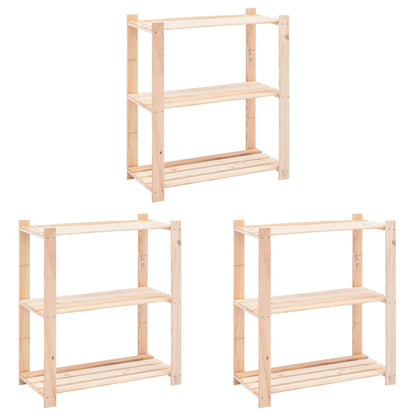 3-Tier Storage Racks 80x38x90 cm Solid Pinewood 150 kg - OLBRIT