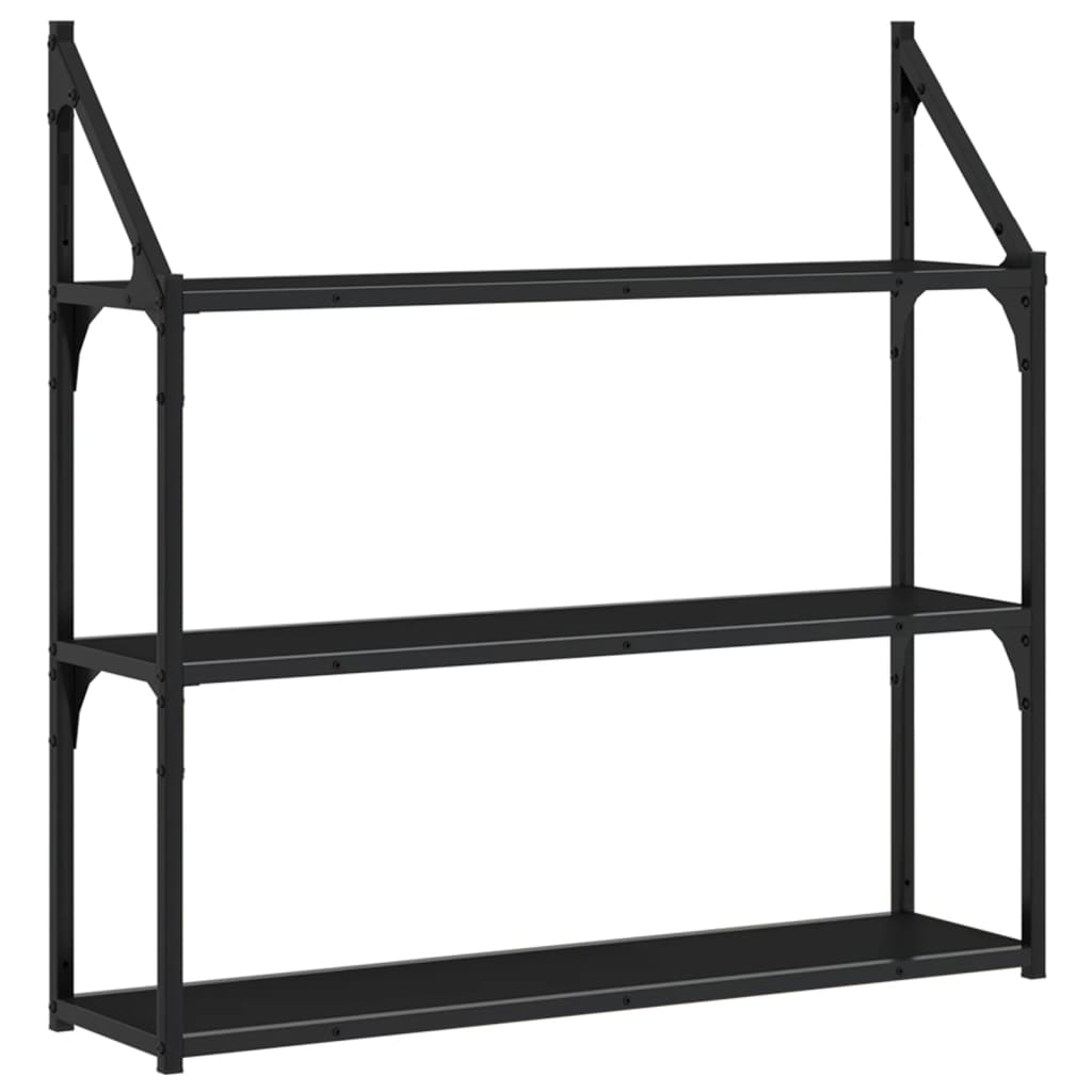 3-Tier Wall Shelf Black 80x21x78.5 cm Engineered Wood - OLBRIT