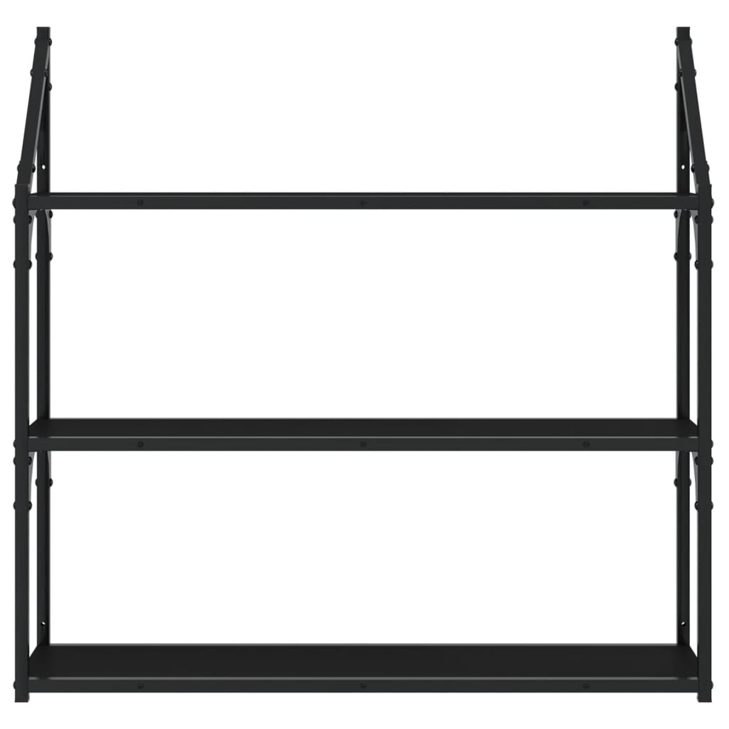 3-Tier Wall Shelf Black 80x21x78.5 cm Engineered Wood - OLBRIT