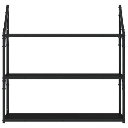 3-Tier Wall Shelf Black 80x21x78.5 cm Engineered Wood - OLBRIT