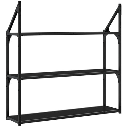 3-Tier Wall Shelf Black 80x21x78.5 cm Engineered Wood - OLBRIT