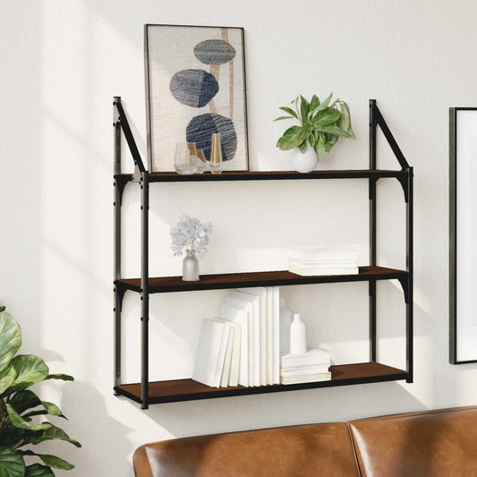 3-Tier Wall Shelf Brown Oak 80x21x78.5 cm Engineered Wood - OLBRIT