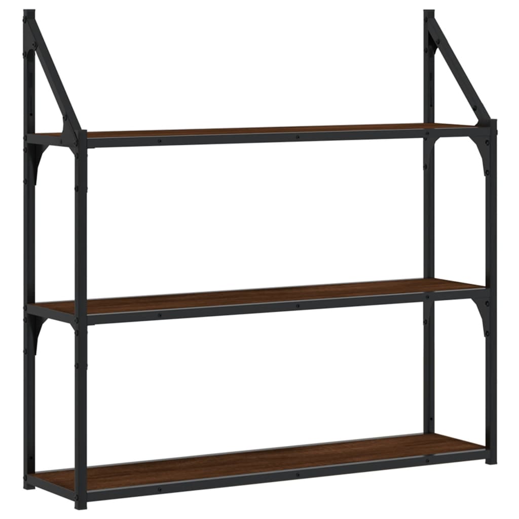 3-Tier Wall Shelf Brown Oak 80x21x78.5 cm Engineered Wood - OLBRIT