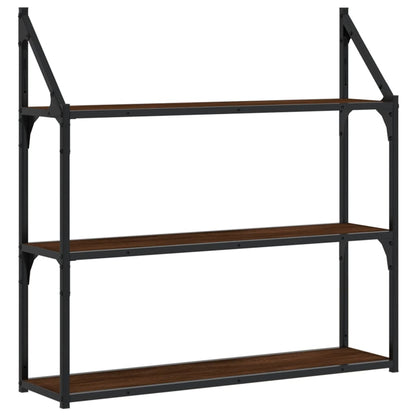 3-Tier Wall Shelf Brown Oak 80x21x78.5 cm Engineered Wood - OLBRIT