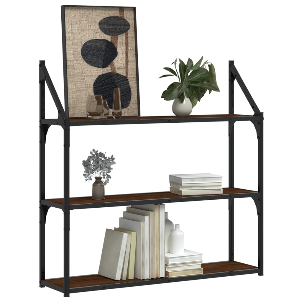 3-Tier Wall Shelf Brown Oak 80x21x78.5 cm Engineered Wood - OLBRIT
