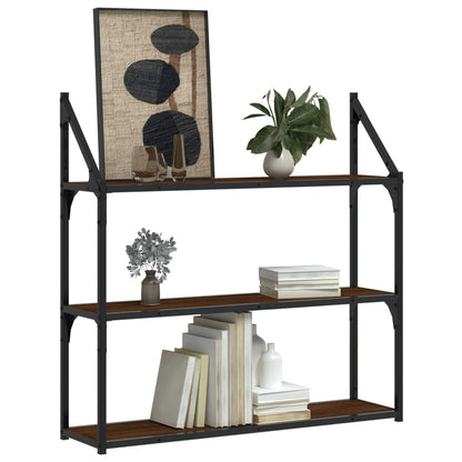 3-Tier Wall Shelf Brown Oak 80x21x78.5 cm Engineered Wood - OLBRIT