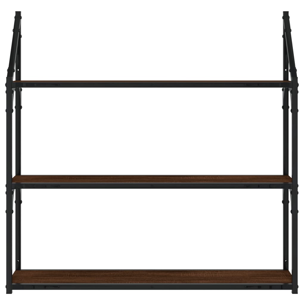 3-Tier Wall Shelf Brown Oak 80x21x78.5 cm Engineered Wood - OLBRIT