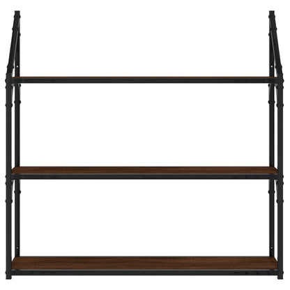 3-Tier Wall Shelf Brown Oak 80x21x78.5 cm Engineered Wood - OLBRIT
