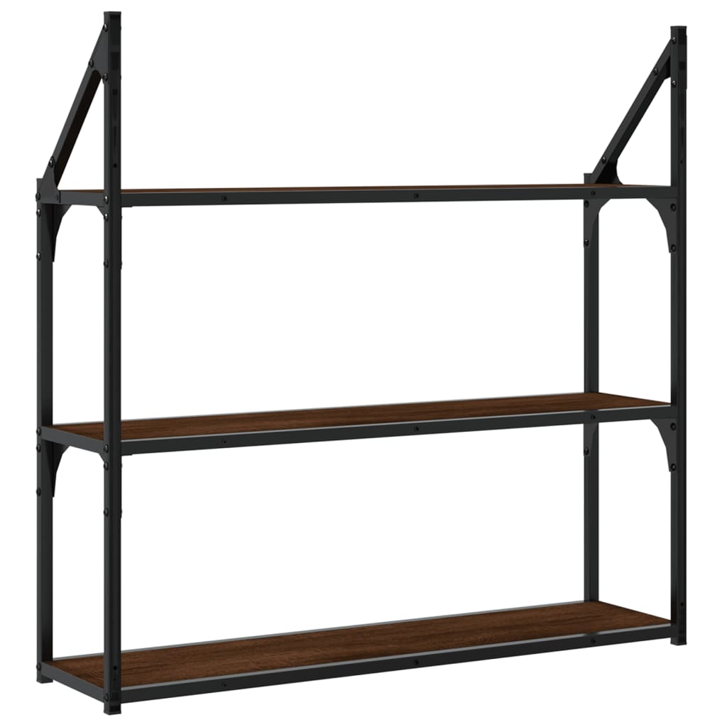 3-Tier Wall Shelf Brown Oak 80x21x78.5 cm Engineered Wood - OLBRIT