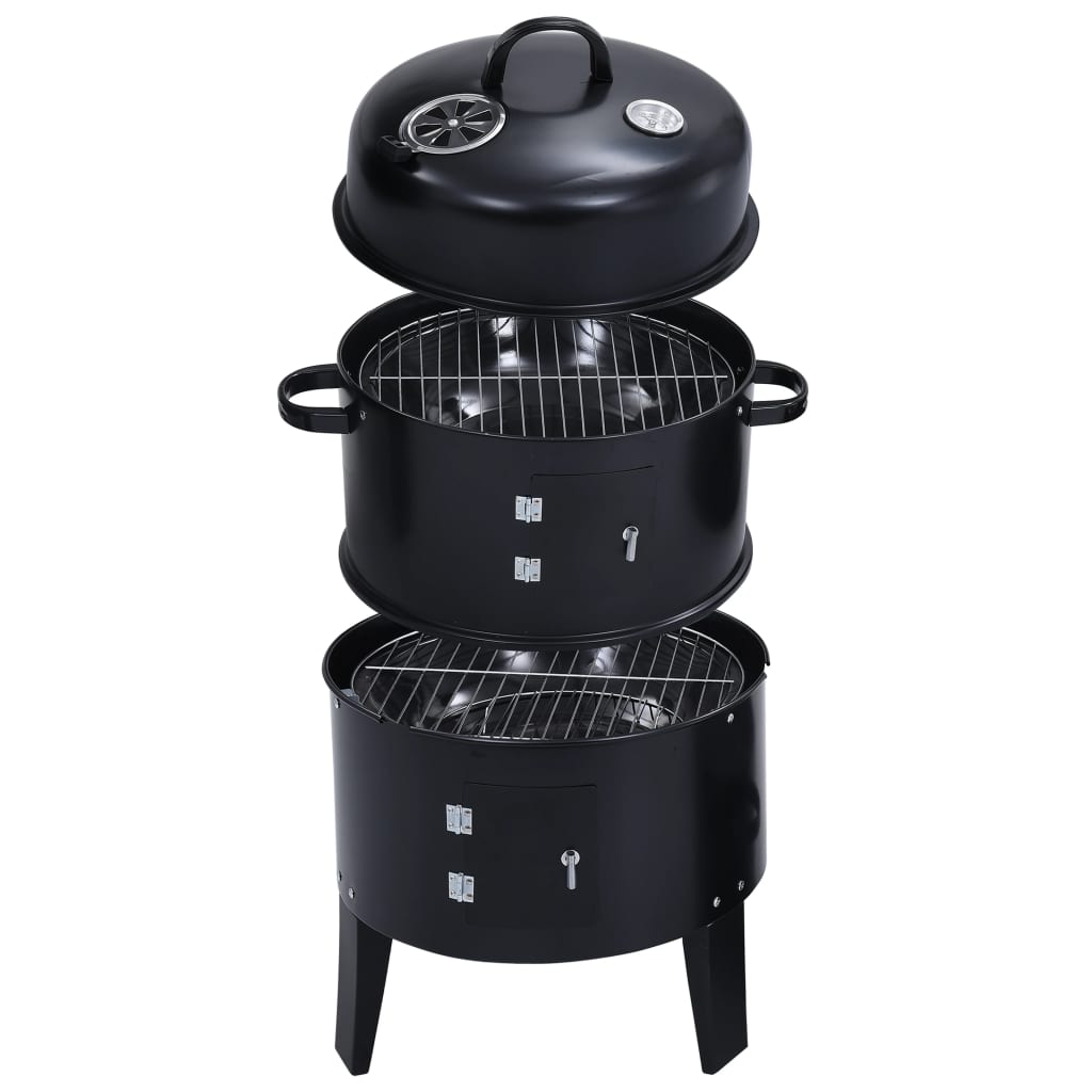 3-in-1 Charcoal Smoker BBQ Grill 40x80 cm - OLBRIT