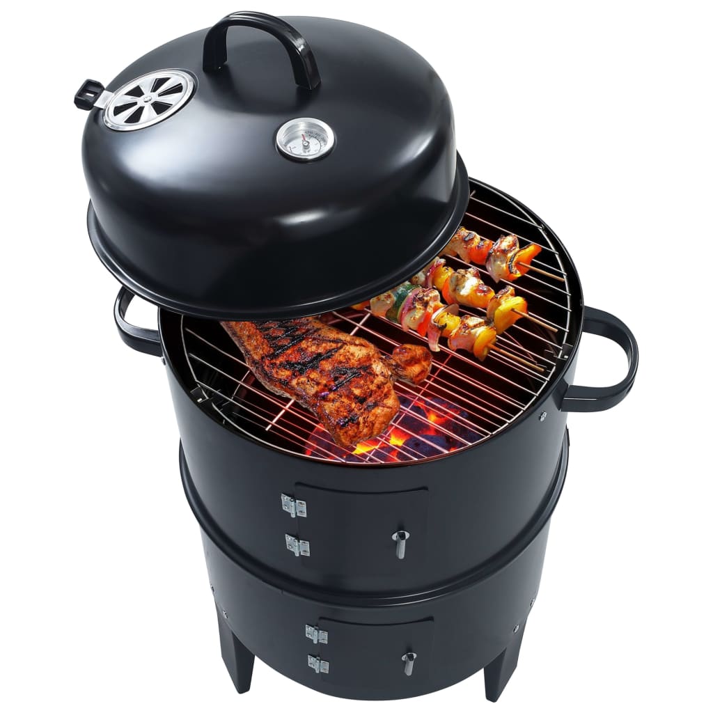 3-in-1 Charcoal Smoker BBQ Grill 40x80 cm - OLBRIT