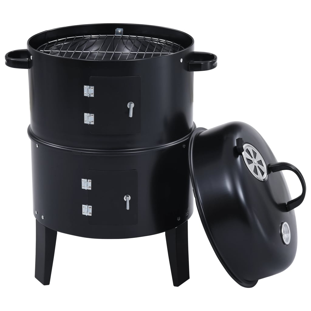 3-in-1 Charcoal Smoker BBQ Grill 40x80 cm - OLBRIT