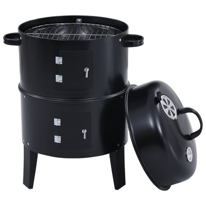 3-in-1 Charcoal Smoker BBQ Grill 40x80 cm - OLBRIT
