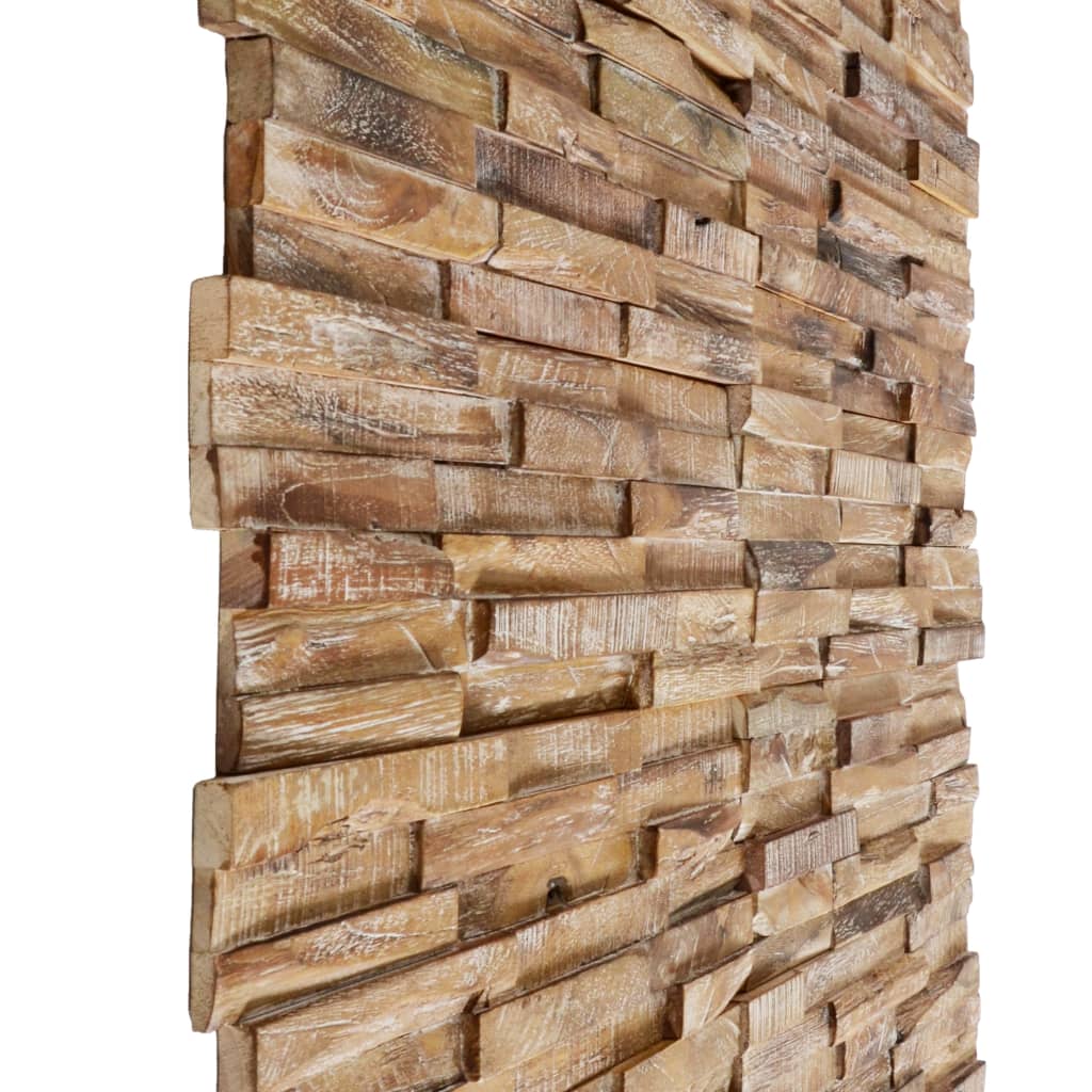 3D Wall Cladding Panels 10 pcs 1.01 m² Solid Teak Wood - OLBRIT