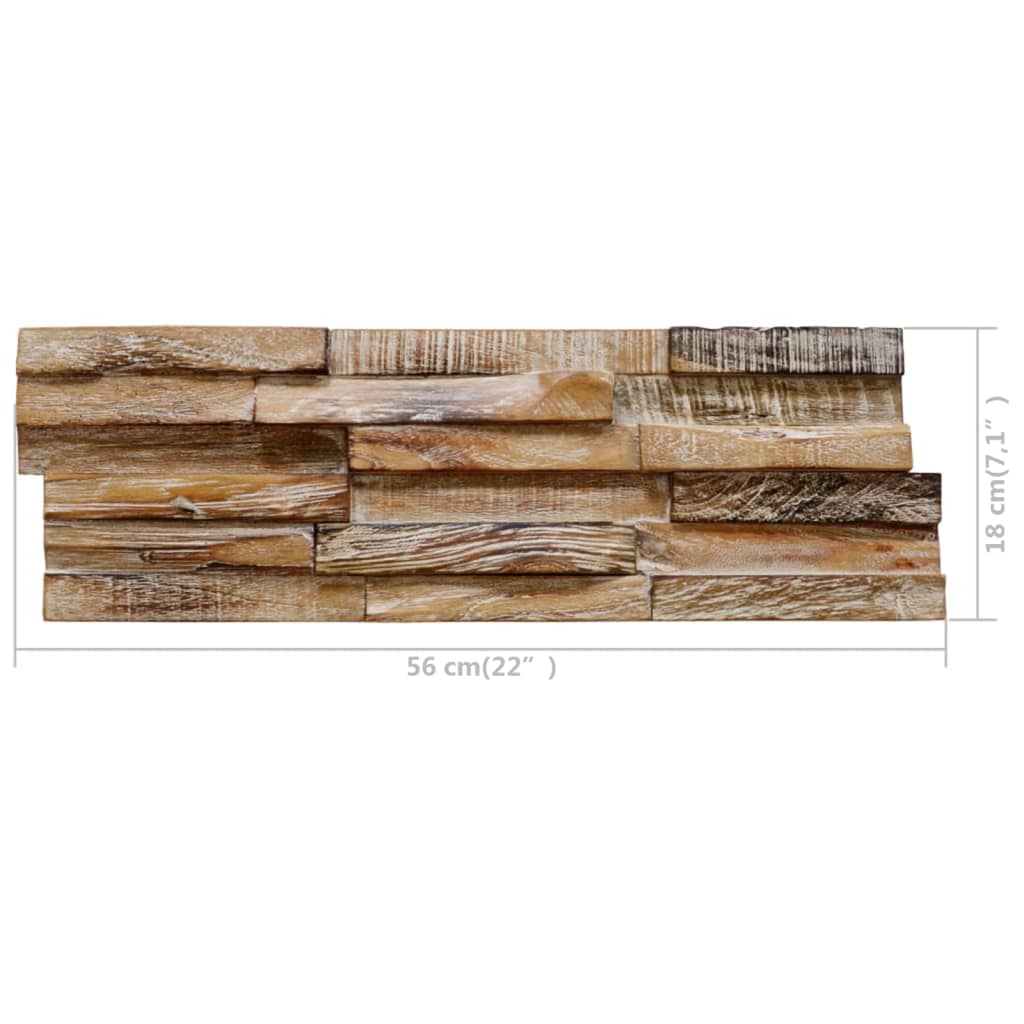 3D Wall Cladding Panels 10 pcs 1.01 m² Solid Teak Wood - OLBRIT