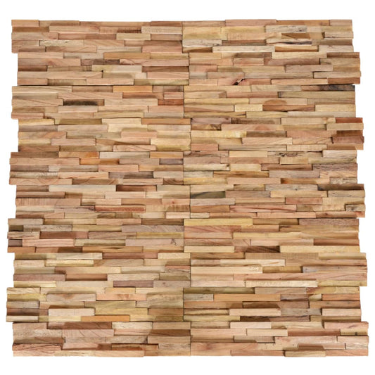 3D Wall Cladding Panels 10 pcs 1.08 m² Solid Teak Wood - OLBRIT