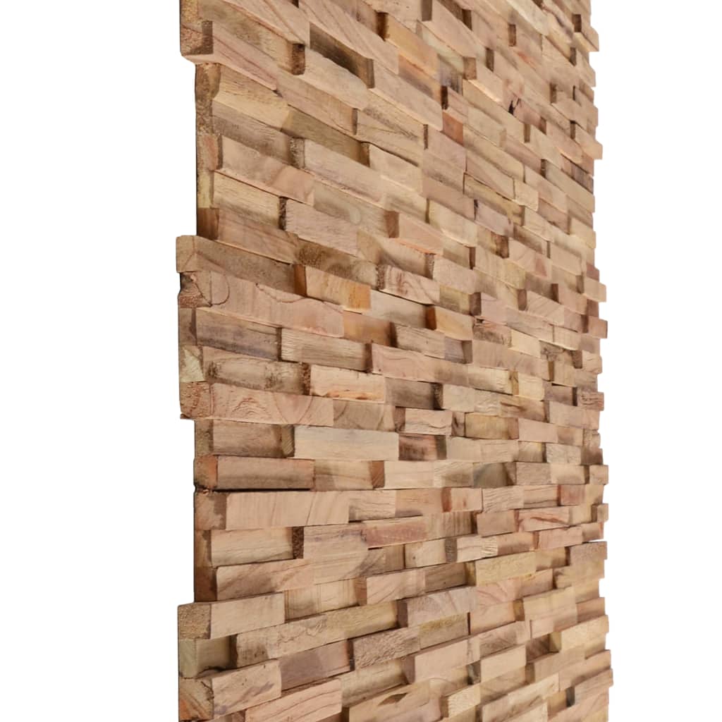 3D Wall Cladding Panels 10 pcs 1.08 m² Solid Teak Wood - OLBRIT