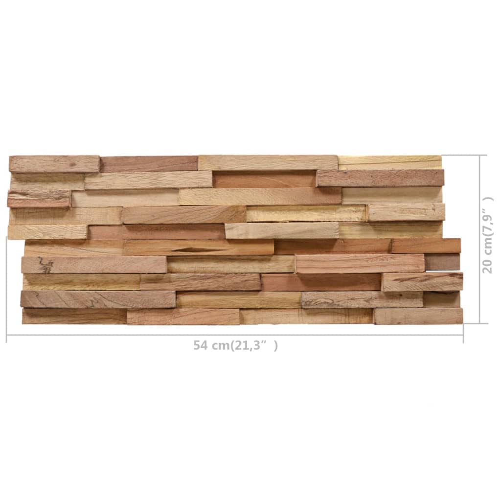 3D Wall Cladding Panels 10 pcs 1.08 m² Solid Teak Wood - OLBRIT